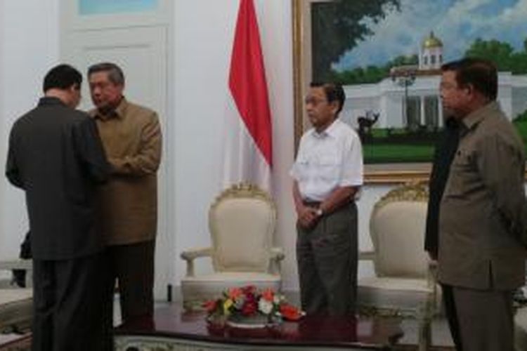 Presiden Susilo Bambang Yudhoyono dan Menteri Agama Suryadharma Ali di Istana Bogor, Senin (26/5/2014). Suryadharma akan menjelaskan soal kasus dugaan korupsi yang menimpanya.