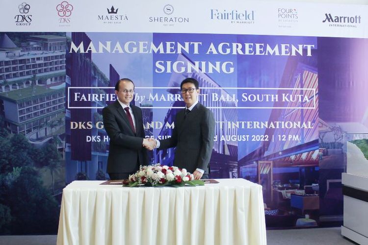 Perjanjian kerja sama membuka Hotel Fairfield by Marriott Bali Kuta Selatan di Bali, Selasa, 2 Agustus 2022 

