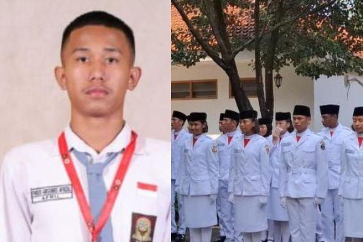 Paulus Gregorius Afrizal (kiri) merupakan perwakilan dari Nusa Tenggara Timur (NTT) yang menjadi Pasukan Pengibar Bendera Pusaka (Paskibraka) di Istana Negara, Minggu (17/8/2025).