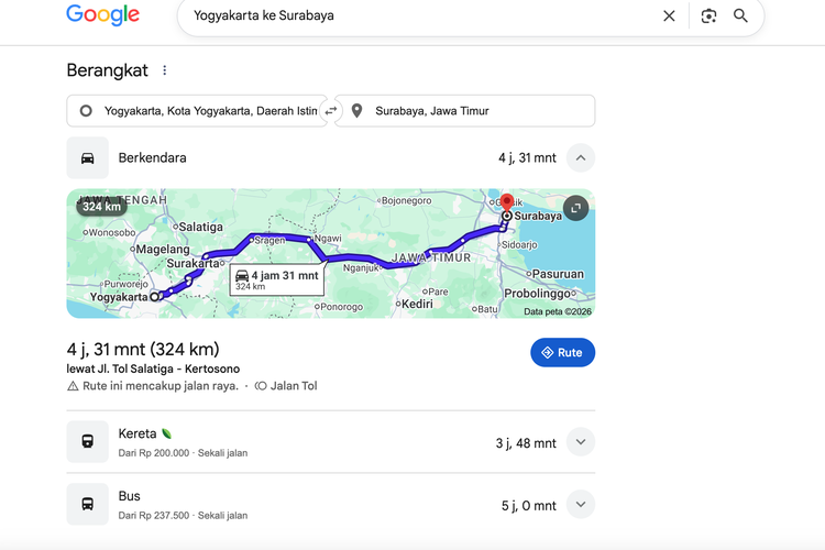 Ilustrasi fitur tersembunyi Google buat cek informasi perjalanan.