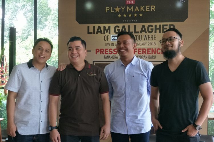 Konferensi pers konser Laim Gallagher di Tanamera Coffee, Jakarta Selatan, Kamis (14/12/2017).