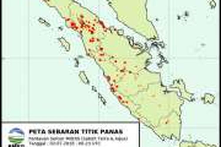 Sebaran 112 titik api di 15 kapubaten di Sumatera Utara, Minggu (03/07/2016)