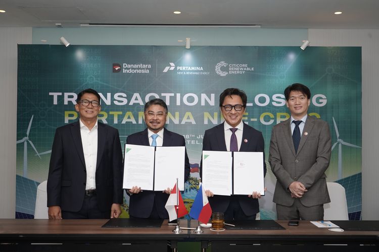 Penandatanganan Share Subscription Agreement antara Pertamina New & Renewable Energy (NRE) dan Citicore Renewable Energy (CREC) di Jakarta&nbsp;pada Juni 2025.