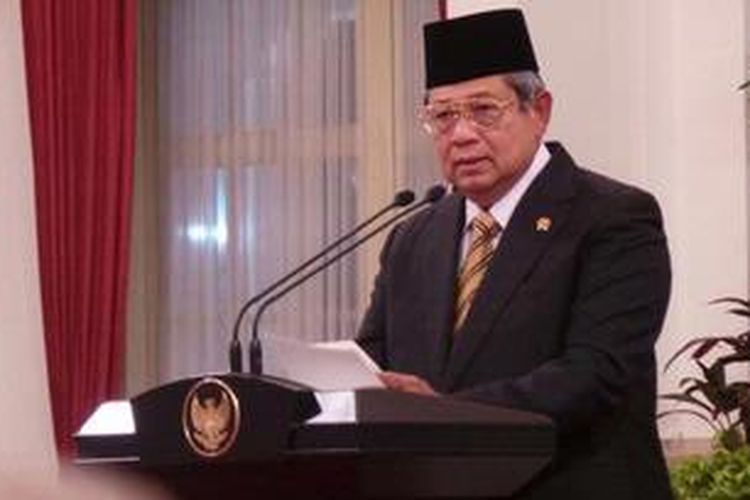 Presiden Susilo Bambang Yudhoyono pada acara Isra Mi'raj di Istana Negara, Jakarta, Jumat (7/6/2013) malam.