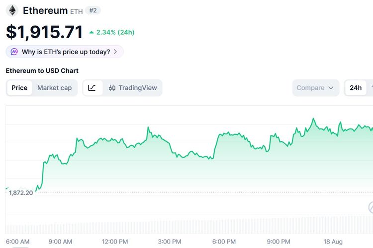 Harga Ethereum Hari Ini 18 Agustus 2026 Melonjak Ikuti Pasar Kripto