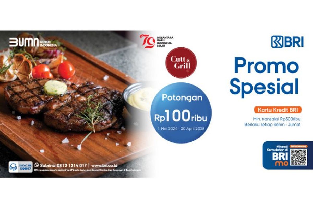 Promo spesial BRI untuk pembelian Cut&Grill
