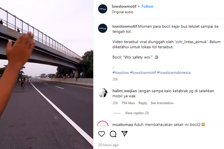 Viral, Video Sekelompok Bocah Lari di Jalan Tol Berburu Klakson Telolet