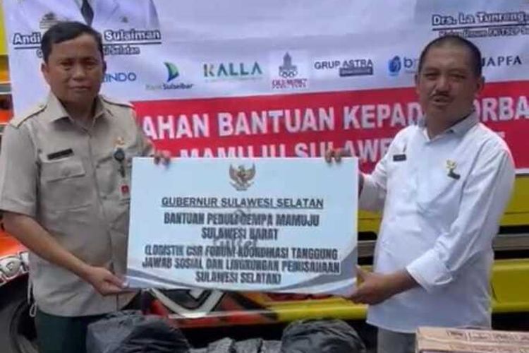 Pemerintah Provinsi Sulawesi Selatan (Pemprov Sulsel) menyerahkan bantuan logistik senilai Rp 1 miliar kepada Pemerintah Provinsi Sulawesi Barat (Sulbar) untuk disalurkan kepada korban bencana gempa Mamuju yang terjadi pada 8 Juni 2022 lalu.