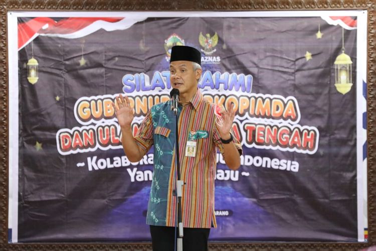 Gubernur Jawa Tengah Ganjar Pranowo saat acara Silaturahmi dengan Ulama se Jawa Tengah di Gedung Gradhika Bhakti Praja, Selasa (26/4/2022)