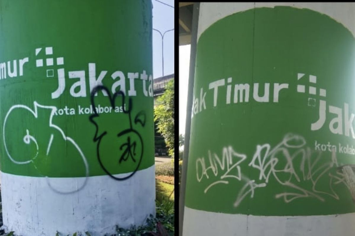 Mural +Jakarta di wilayah Cilandak Timur, Pasar Minggu, Jakarta Selatan dirusak oleh oknum tak bertanggung jawab.