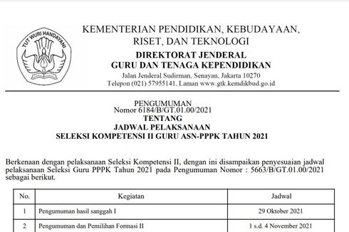Jadwal Terbaru Seleksi PPPK Guru Tahap 2, Dibuka 1 November 2021