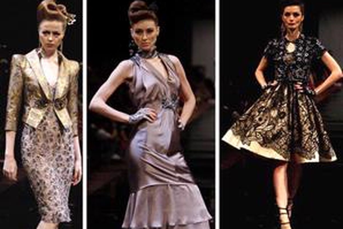 Gaya pada era 40-60an, blazer, lace, dan A-line diulik unik oleh Sebastian Gunawan untuk menunjukkan kemodernan.