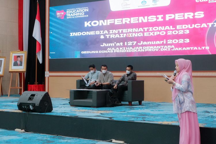Konferensi pers pameran pendidikan Indonesia International Education Training Expo & Conference atau IIETE 2023 (27/1/2022).