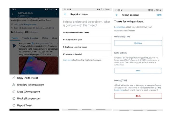 Cara melaporkan tweet di Twitter