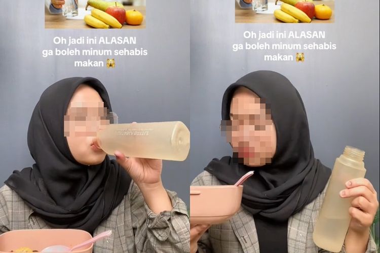 Tangkap layar video larangan minum sehabis makan.