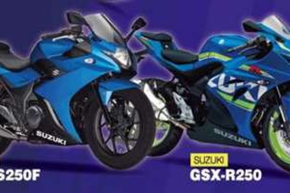 Suzuki GSX-R250 dan GSX-S250F dalam rendering.