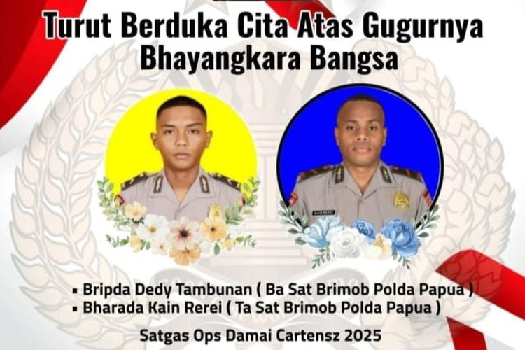 Berawal dari Kontak Tembak dengan KKB, 2 Anggota Brimob Gugur di Puncak Jaya