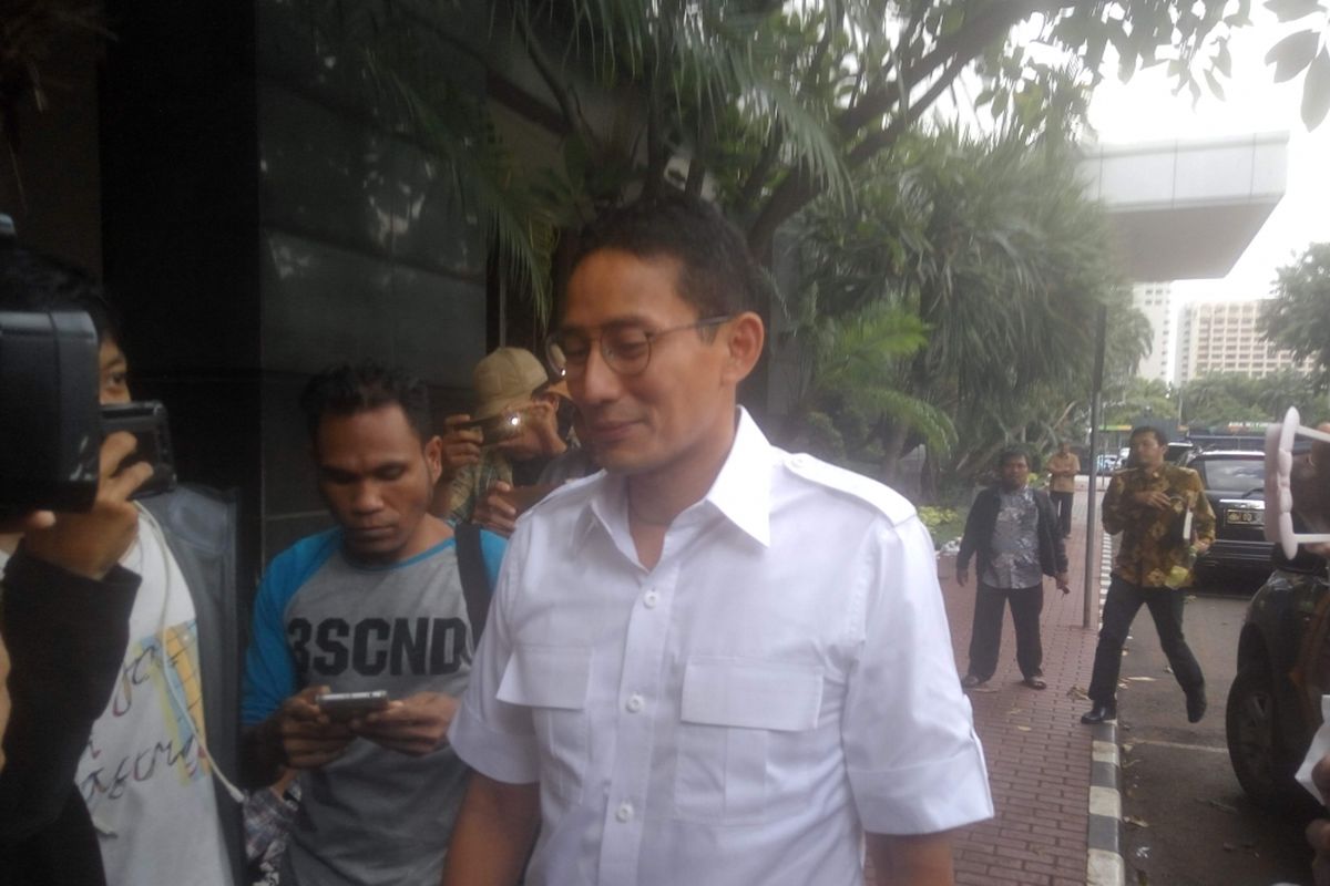 Wakil Gubernur DKI Jakarta Sandiaga Uno di Mapolda Metro Jaya, Selasa (30/1/2018).