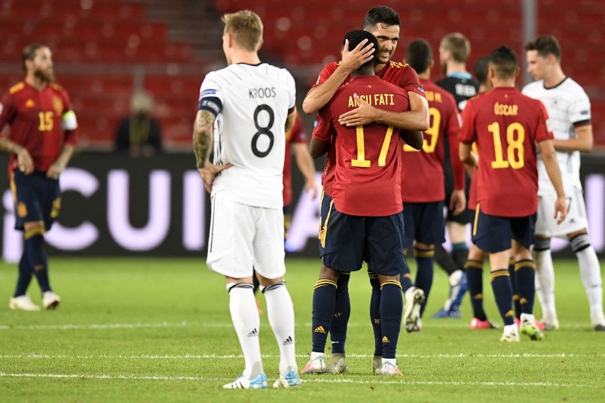 Suasana setelah pertandingan Jerman vs Spanyol pada ajang UEFA Nations League di Stadion Mercedes-Benz Arena, Stuttgart, Jerman, Kamis (3/9/2020) waktu setempat atau Jumat (4/9/2020) dini hari WIB. 