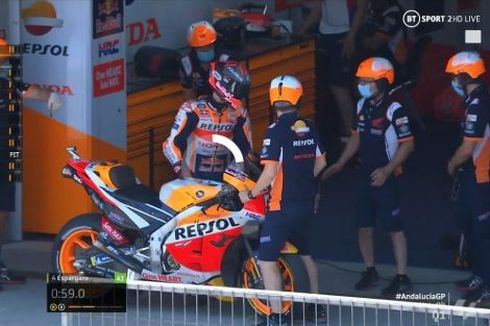 Q1 MotoGP Andalusia - Belum Selesai 1 Lap, Marc Marquez Tak Kembali ke Lintasan