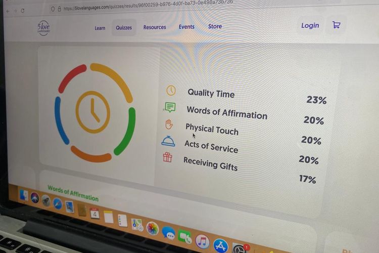Tampilan webiste 5lovelanguages.com untuk main tes Love Language.