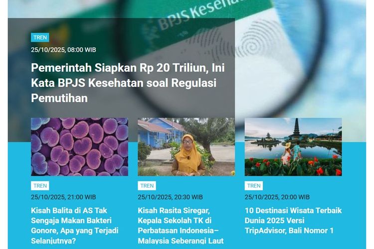 Artikel terpopuler kanal Tren, Sabtu (25/10/2025).