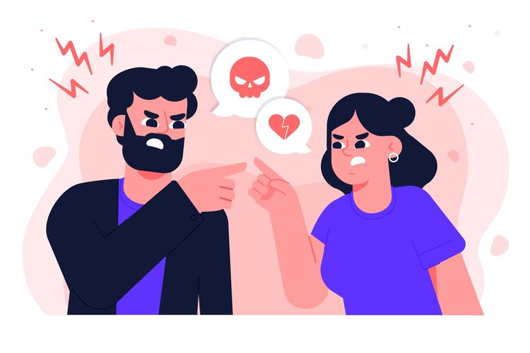 Ilustrasi pasangan yang bertengkar