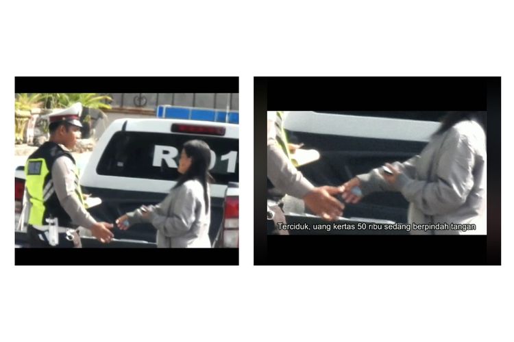 Tangkapan layar dari sebuah video viral mengenai narasi yang menyebutkan anggota satuan lalu lintas dari Polres Simalungun melakukan aksi pungli.(FACEBOOK/BENNI EDUWARD HASIBUAN)