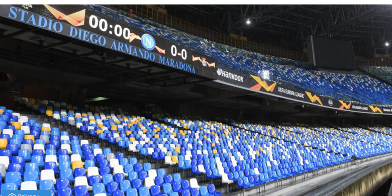 Stadion milik Napoli, Stadio Diego Armando Maradona. Jelang pertandingan melawan AC Milan, Minggu (6/3/2022), tiket untuk laga di stadion tersebut sudah ludes terjual.