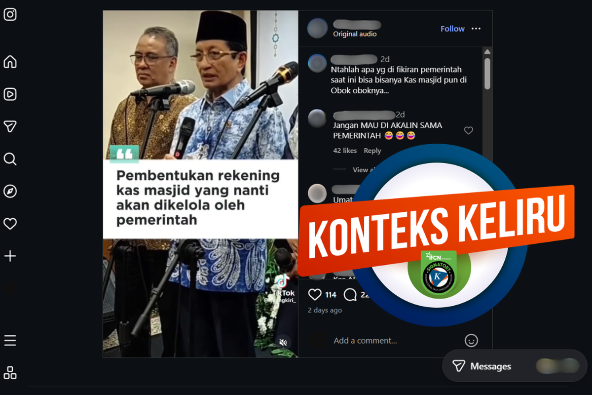 Hoaks! Menag Nasaruddin Umar Tak Pernah Bilang Rekening Kas Masjid Dikelola Pemerintah
