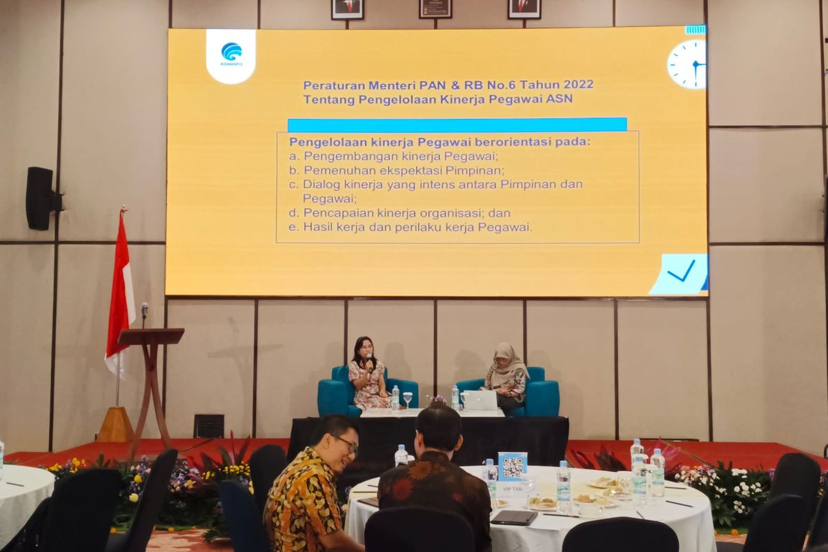 Suasana kegiatan Bimbingan Teknis (Bintek) Pembinaan Kinerja Jabatan Fungsional Pranata Humas 2024 Regional Indonesia Bagian Tengah di Bali, Selasa (7/5/2024)