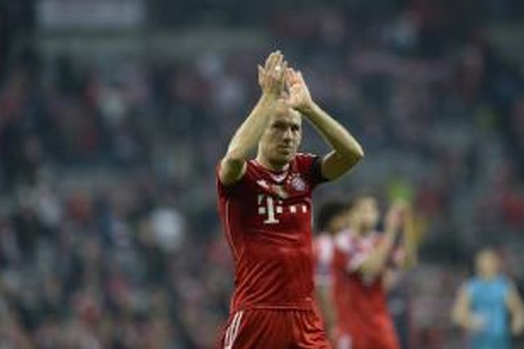 Pemain sayap Bayern Muenchen, Arjen Robben.