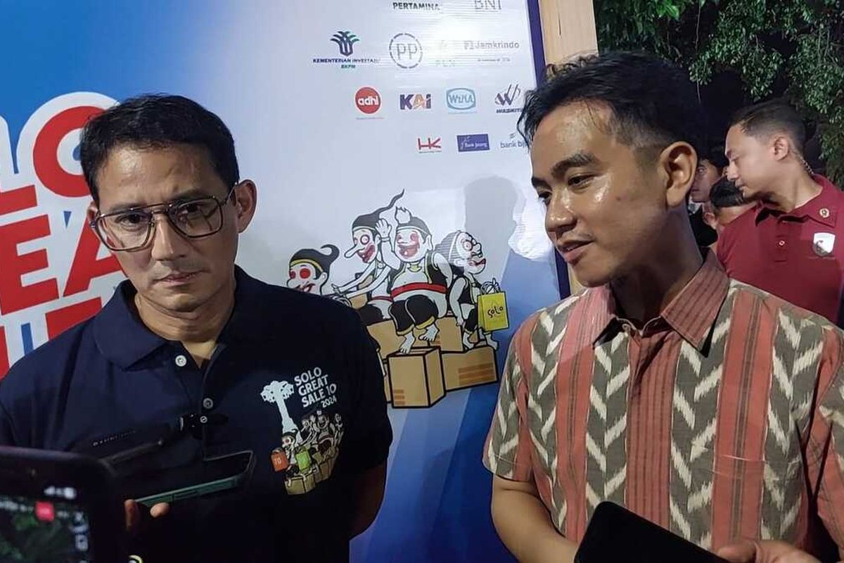 Sandiaga Uno dan Gibran Rakabuming Raka saat di Kota Solo, Jawa Tengah (Jateng), pada Minggu (2/6/2024).