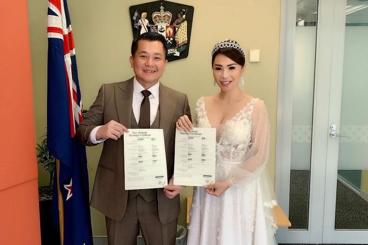 Pernikahan Femmy Permatasari dan Alfons di Aucklans, New Zealand, Kamis (14/3/2019).