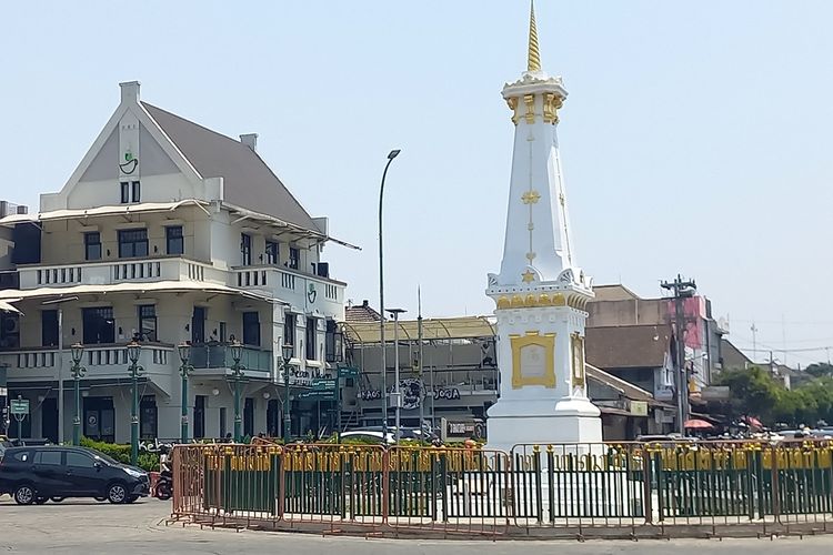 Tugu Pal Putih yang diberi pagar baru oleh Pemkot Yogyakarta, Jumat (29/9/2023).