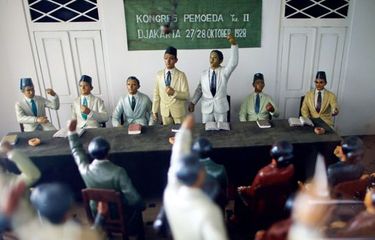 Diorama Kongres Pemuda II di Museum Sumpah Pemuda, Jakarta Pusat, DKI Jakarta. Kumpulan kutipan pahlawan untuk memeriahkan Hari Sumpah Pemuda 2023.