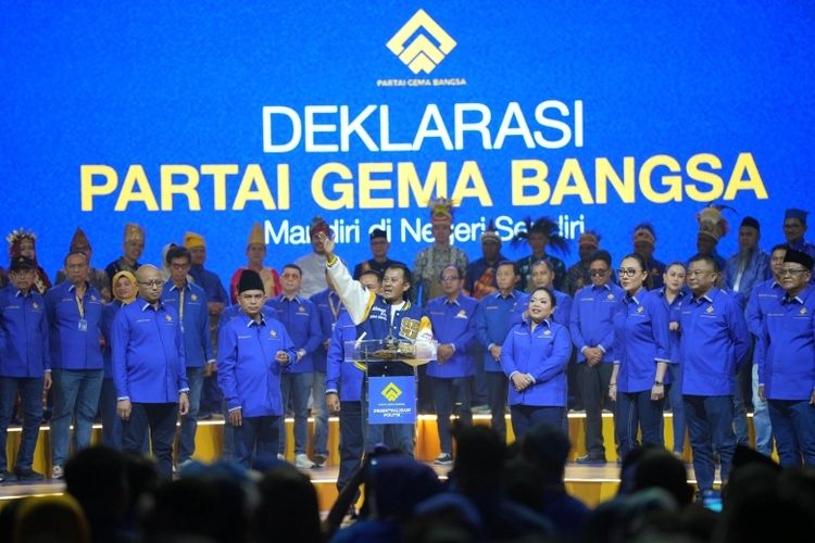 Partai Gema Bangsa resmi mendeklarasikan diri sebagai kekuatan politik baru dalam acara deklarasi di Jakarta International Convention Center (JICC), Jakarta, Sabtu (17/1/2026). 