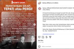 BEM UI dan Komite Sadar Akan Demo Lagi Besok, Tekankan 'Tepati atau Pergi'