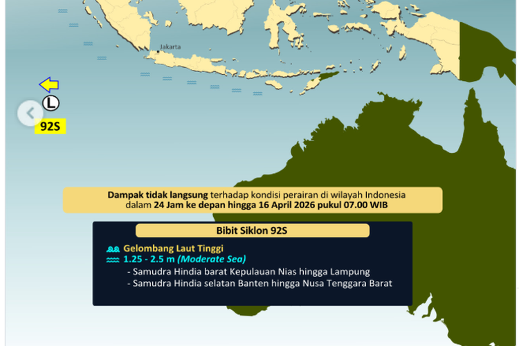 BMKG Mendeteksi Kemunculan Bibit Siklon Tropis 92S, Mana Saja Wilayah Terdampak?