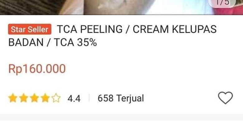 Tangkapan layar dari kondisi kulit yang mengelupas akibat penggunaan TCA Peeling.