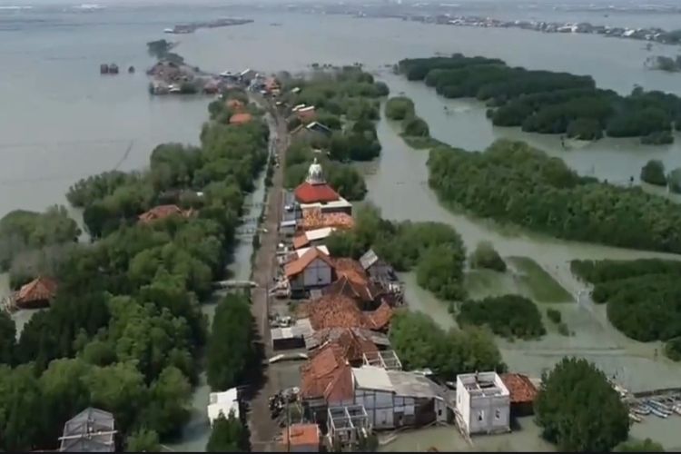 BANJIR ROB: Desa Timbulsloko, Kecamatan Sayung, Kabupaten Demak salah satu wilayah terparah terdampak banjir rob. 