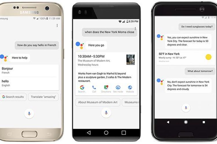 Ilustrasi Google Assistant di smartphone Android.