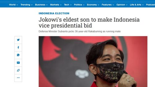Gibran Cawapres Prabowo Masuk Berita Media Asing