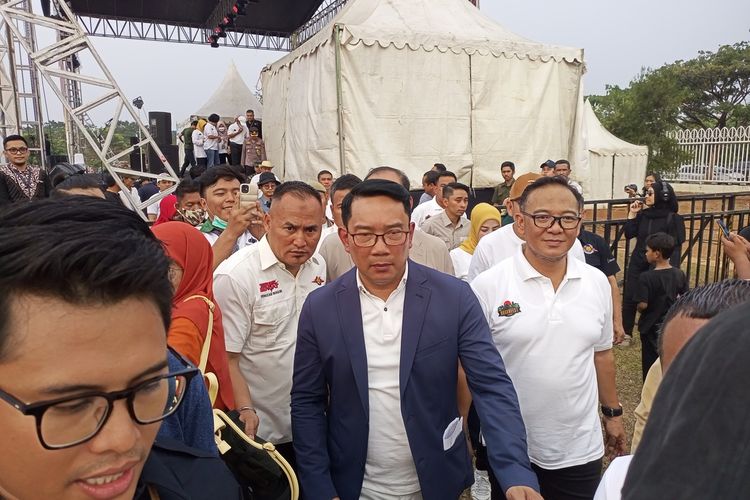 Gubernur Jawa Barat Ridwan Kamil saat menghadiri acara Bogor Fest di Stadion Pakansari, Cibinong, Kabupaten Bogor, Jawa Barat, Kamis (24/8/2023).