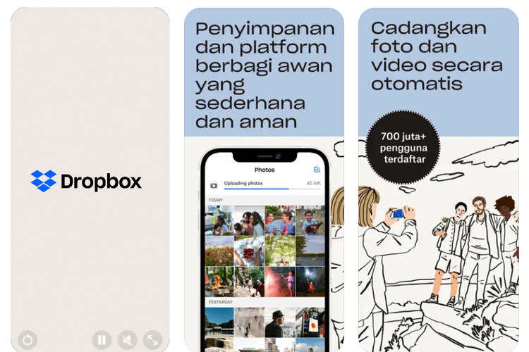 Ilustrasi aplikasi alternatif iCloud, Dropbox.