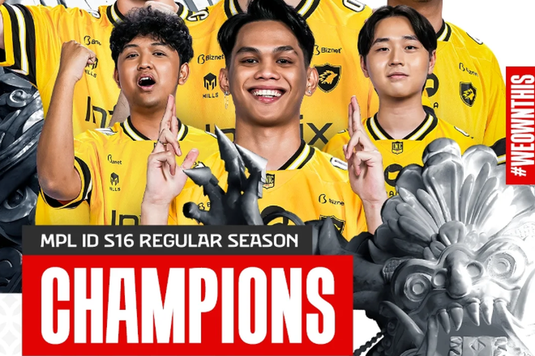 Ilustrasi Onic Esports juara MPL S16 Regular Season.