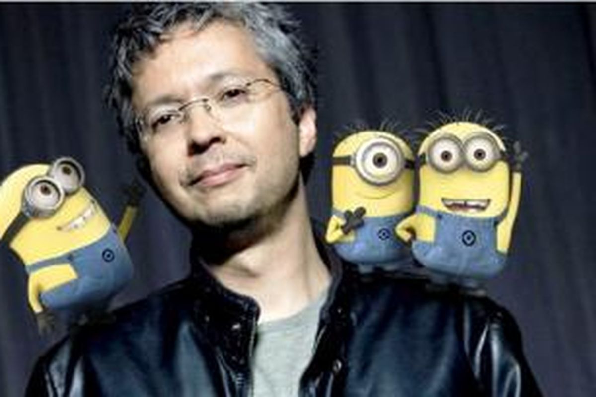 Pierre Coffin, sutradara dilm Despicable Me 2 bersama karakter Minions.