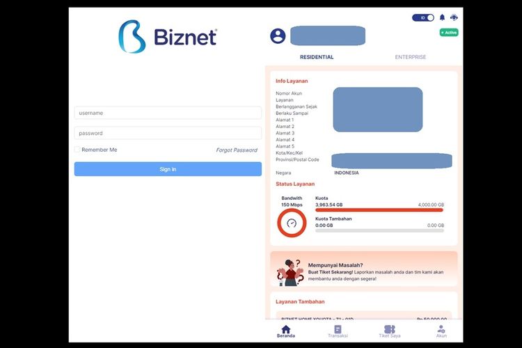 Ilustrasi cara cek kuota internet Biznet