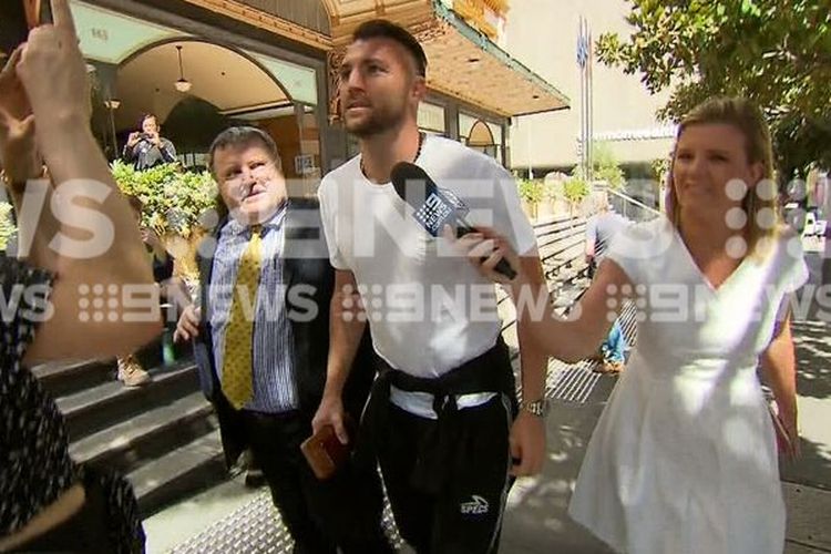 Penyerang Persija Jakarta, Marco Simic, ketika menjalani persidangan di Australia.