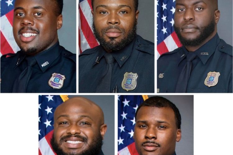 Kelima anggota Polisi Memphis yang menganiaya Tyre Nichols hingga tewas pada awal Januari 2023.